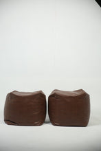 Load image into Gallery viewer, Set of 2 brown leather soft bean bags. - GS Productions
