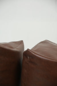 Set of 2 brown leather soft bean bags. - GS Productions