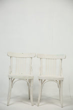 Load image into Gallery viewer, Set of 2 weathered white wooden cafe chair/outdoor chair. - GS Productions
