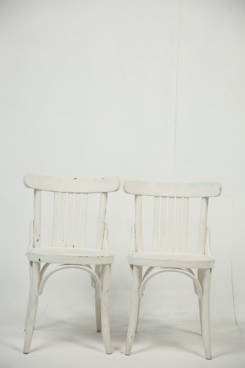 Set of 2 weathered white wooden cafe chair/outdoor chair. - GS Productions