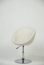 Load image into Gallery viewer, White leather without arm revolving office chair with steanless steel base. - GS Productions
