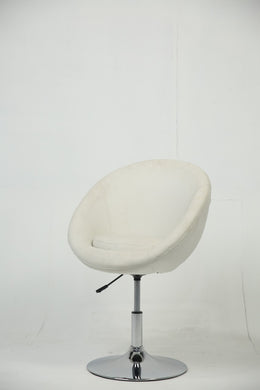 White leather without arm revolving office chair with steanless steel base. - GS Productions