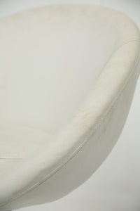 White leather without arm revolving office chair with steanless steel base. - GS Productions