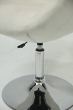 Load image into Gallery viewer, White leather with arm revolving office chair with stainless steel base. - GS Productions
