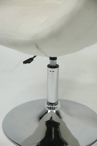 White leather with arm revolving office chair with stainless steel base. - GS Productions
