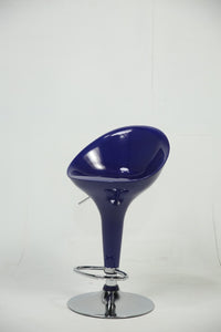 Set of 3 Navy Blue bar stools with stainless steel base. - GS Productions