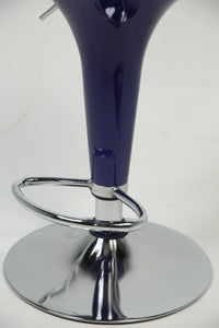 Set of 3 Navy Blue bar stools with stainless steel base. - GS Productions