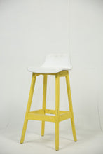 Load image into Gallery viewer, White &amp; yellow wooden bar stool. - GS Productions
