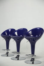 Load image into Gallery viewer, Set of 3 Navy Blue bar stools with stainless steel base. - GS Productions
