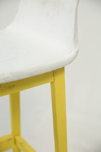 White & yellow wooden bar stool. - GS Productions