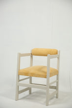 Load image into Gallery viewer, Ash white wooden arm chair with yellow velvet poshish. H,2.6 w,1.7 - GS Productions
