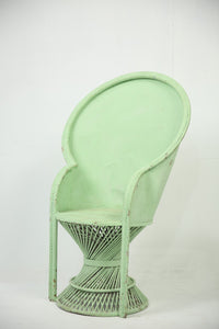 Light green long back metal chair. - GS Productions