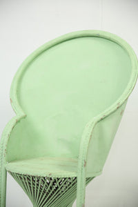 Light green long back metal chair. - GS Productions
