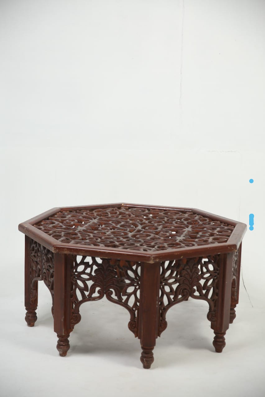Brown wooden carved  Moroccan centre table/coffee table. H,1.7 w,3.3 - GS Productions