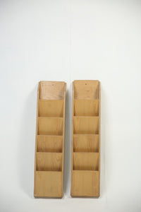 set of 2 wall hanging raw finished wooden book shelves. - GS Productions