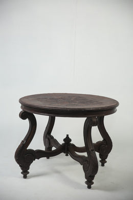 Dark brown carved wooden hallway centre table. H,3.8 w,3.6 - GS Productions