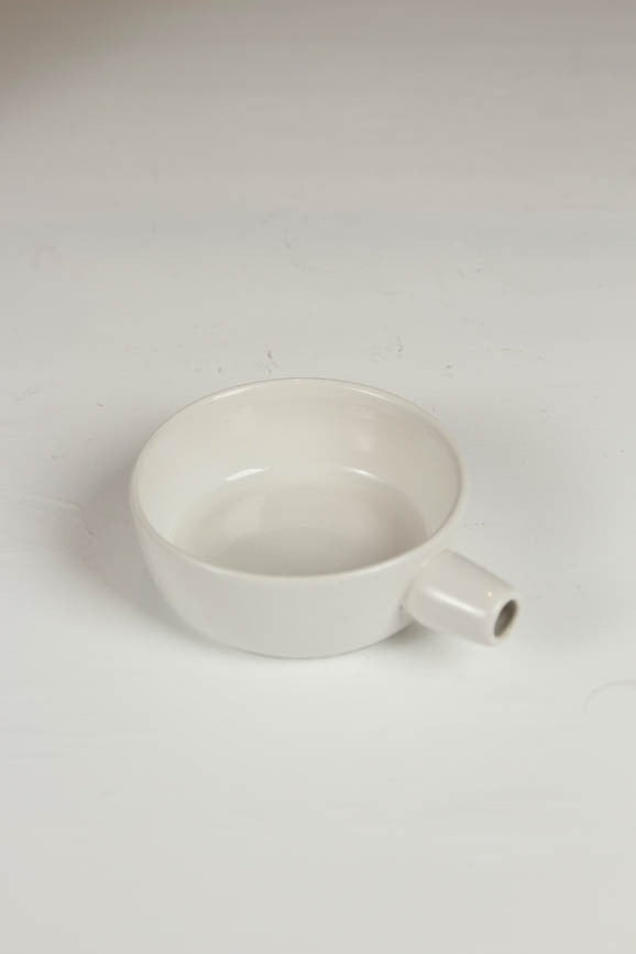bone white porcelain soup bowl with handle. - GS Productions
