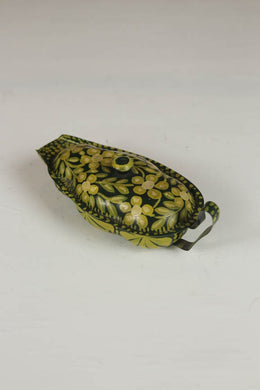 green handmade painted sauce boat with lid.(Metal) - GS Productions