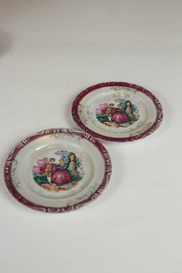 set of 2 red & pink english saucer - GS Productions
