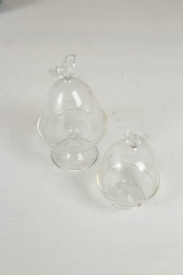 set of 2 glass bowl with glass dome cover. - GS Productions