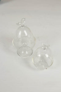 set of 2 glass bowl with glass dome cover. - GS Productions