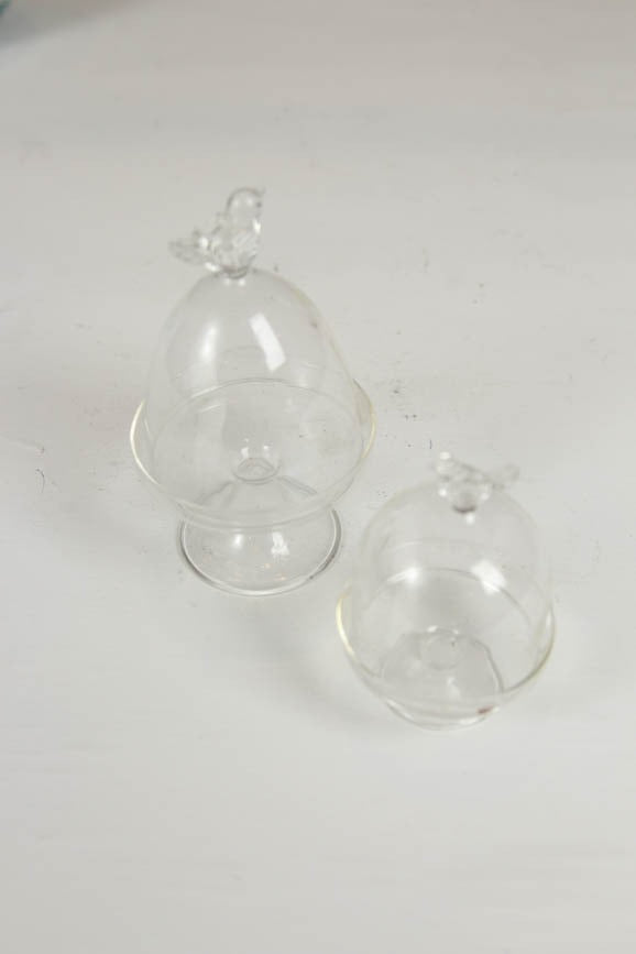 set of 2 glass bowl with glass dome cover. - GS Productions