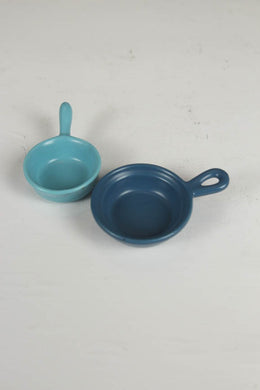 blue green & sky blue porcelain handle ramekin/sauce dish. - GS Productions