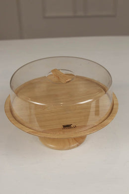 wooden cake stand with glass dome cover/lid. - GS Productions