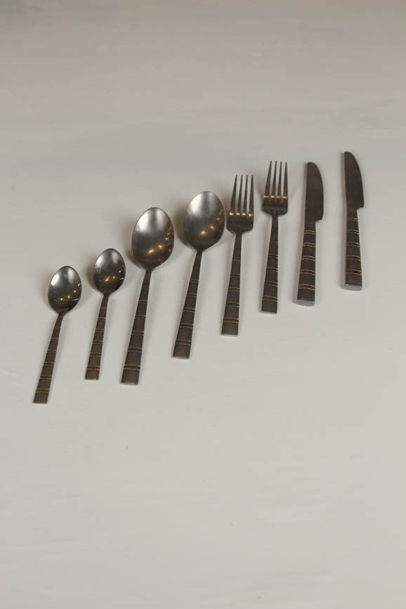 set of 2 silver cutlery with inlay design (each has 3 piece). - GS Productions
