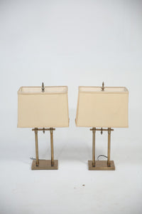 set of 2 classic table lamps with cream white lamp shade. - GS Productions