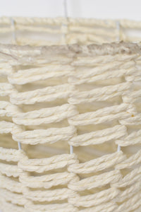 Set of 2 White & Off-White Metal Wall Hanging Weaved Basket 6" x 11" - GS Productions