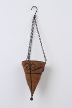 Load image into Gallery viewer, Black &amp; Brown Cone Shaped Metal Hanging Basket with Coco Liner 6&quot; x 12&quot; - GS Productions
