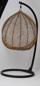 Beige & Black Swing Seat with Stand in Cane Rattan 3' x 7'ft - GS Productions