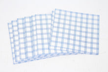 Load image into Gallery viewer, White &amp; Blue Printed Tissue Paper Napkin Set with Check Pattern 6.5&quot; x 6.5&quot; - GS Productions
