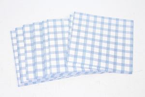 White & Blue Printed Tissue Paper Napkin Set with Check Pattern 6.5" x 6.5" - GS Productions