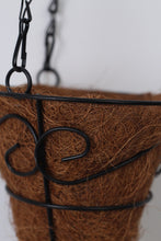 Load image into Gallery viewer, Black &amp; Brown Cone Shaped Metal Hanging Basket with Coco Liner 6&quot; x 12&quot; - GS Productions
